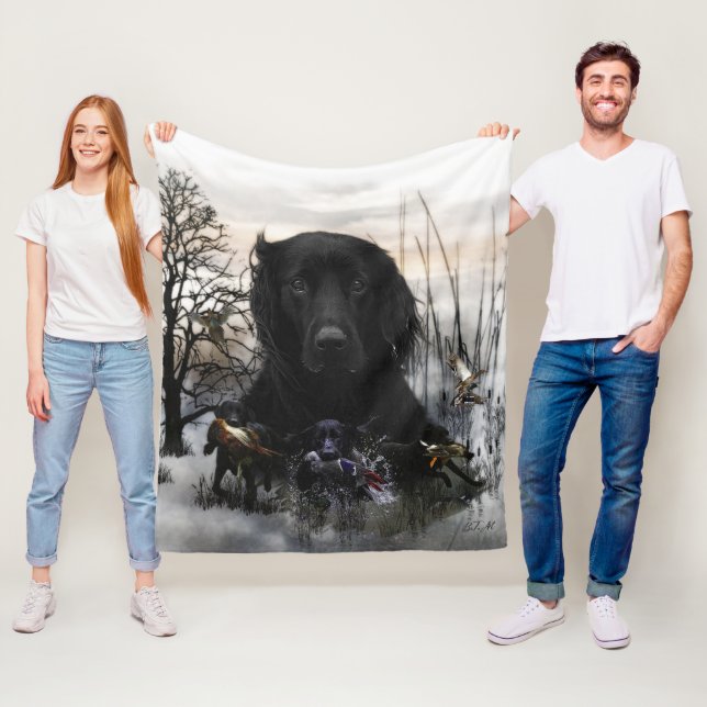 Der schwarze goldene Retrievers Fleecedecke (Beispiel)