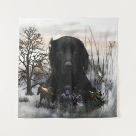 Der schwarze goldene Retrievers Wandteppich