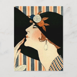 „Der schwarze Hut“ Art Deco von George Barbier Postkarte