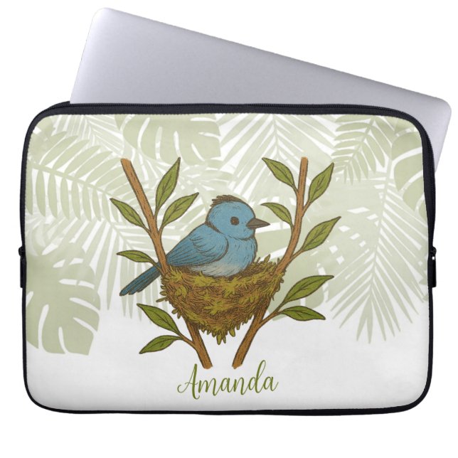 Der schwarze Neapel unter den Blätter Laptopschutzhülle (Vorderseite)