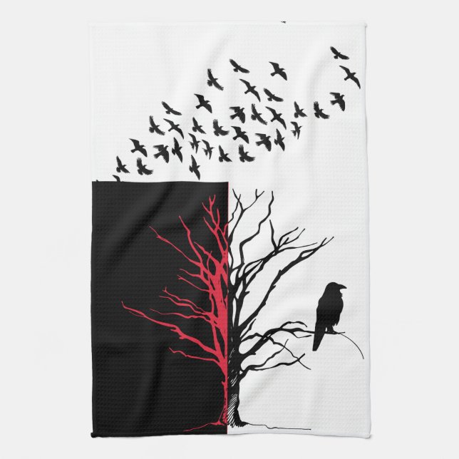Der schwarze Vogel Geschirrtuch (Vertikal)