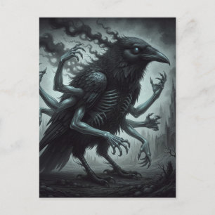 Der schwarze Vogel mit menschlichen Armen Dark Fan Postkarte