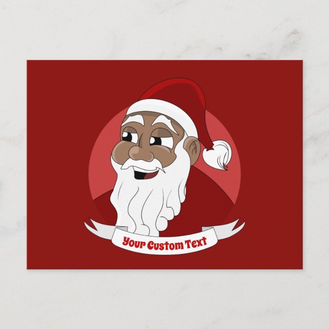 Der schwarze Weihnachtsmann-Cartoon lächelt Postkarte (Vorderseite)