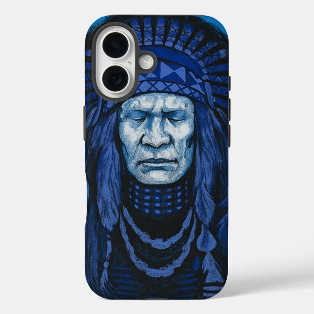 Der schweigende Häuptling Krieger iPhone 16 Hülle (Rückseite)