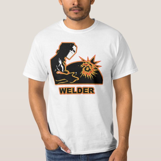 Der Schweißer, der die Funken macht, fliegen T-Shirt (Vorderseite)