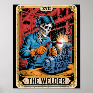 Der Schweißer Schweiß-Tarotkarte Skelett Lustig Poster