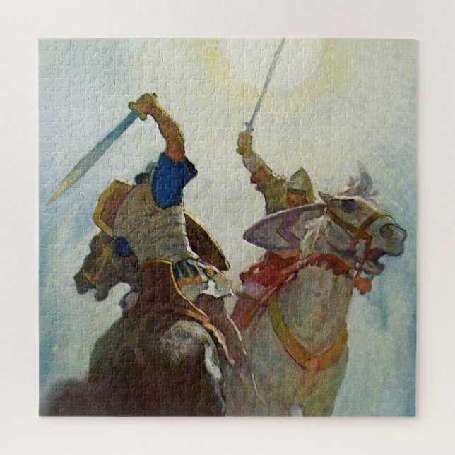 „Der Schwertkampf war heftig“ von NC Wyeth (Vertikal)