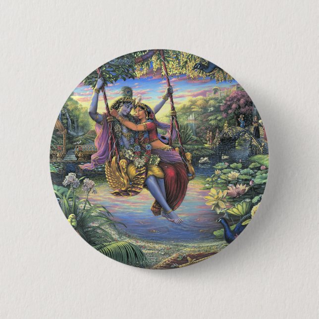 Der Schwingen-Zeitvertreib - Radha und Krishna Button (Vorderseite)