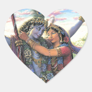 Der Schwingen-Zeitvertreib - Radha und Krishna Herz-Aufkleber
