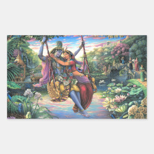 Der Schwingen-Zeitvertreib - Radha und Krishna Rechteckiger Aufkleber