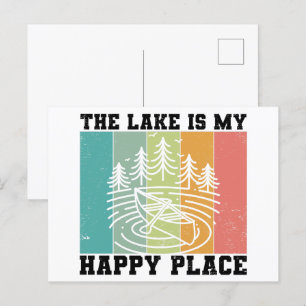Der See ist mein glücklicher Ort Distresser Vintag Postkarte