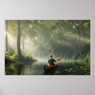Der See Spiegelungen: Ruhe auf dem Kanu Poster