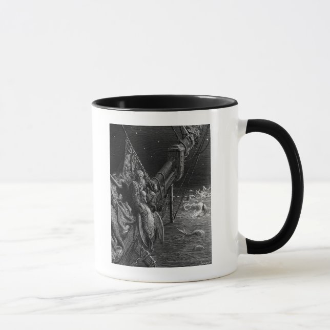 Der Seemann starrt die Schlangen im Ozean an Tasse (Rechts)