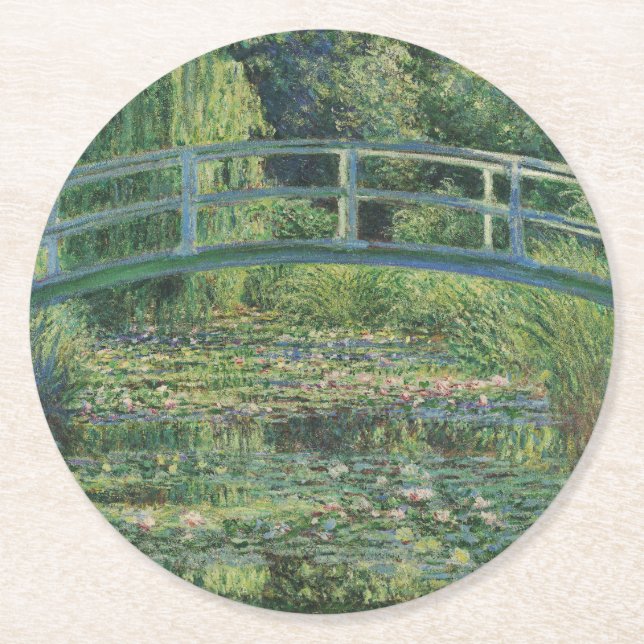 Der Seerosenteich, Landschaftsölgemälde, Monet Runder Pappuntersetzer (Vorderseite)