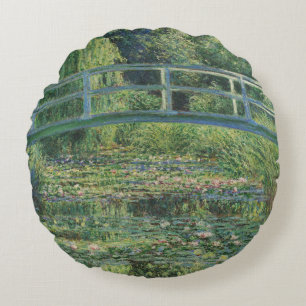 Der Seerosenteich, Landschaftsölgemälde, Monet Rundes Kissen