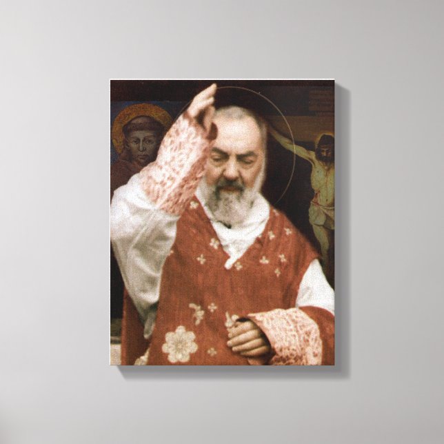 Der Segen des hl. Padre Pio. Bild mit dem Einsatz. Leinwanddruck (Vorderseite)