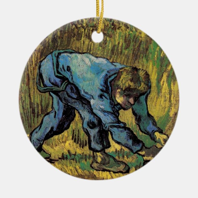 Der Sensenmann mit Sickle von Vincent van Gogh Keramik Ornament (Vorne)