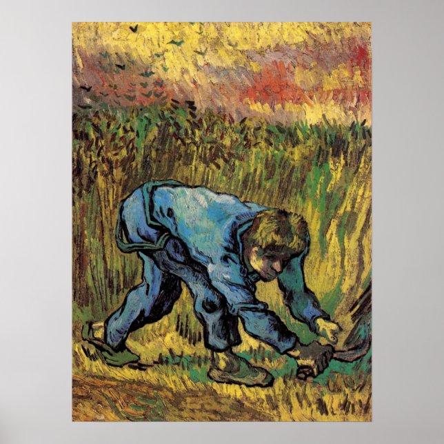 Der Sensenmann mit Sickle von Vincent van Gogh Poster (Vorne)