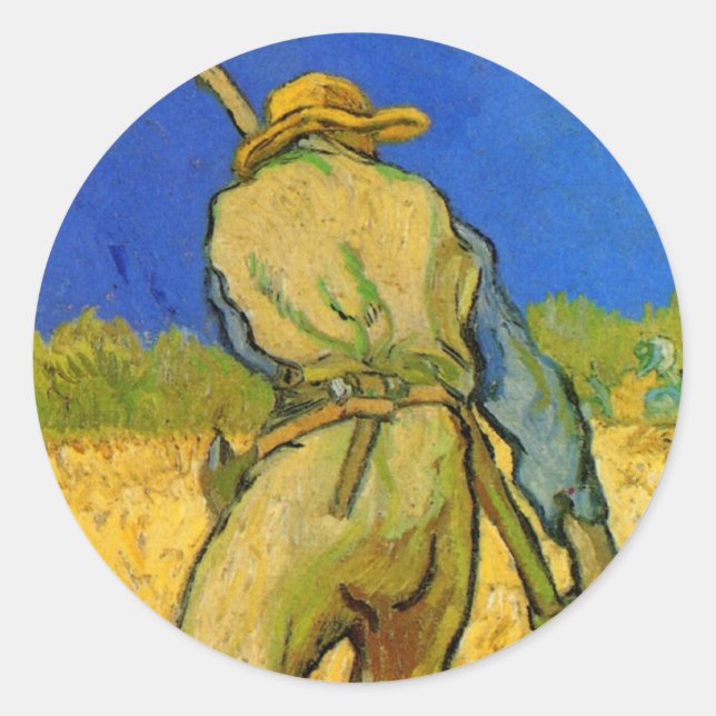 Der Sensenmann (nach Millet) von Vincent van Gogh Runder Aufkleber (Vorderseite)