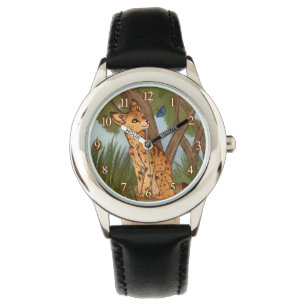 Der Serval und die Schmetterlinge Armbanduhr