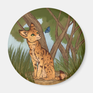Der Serval und die Schmetterlinge Magnet