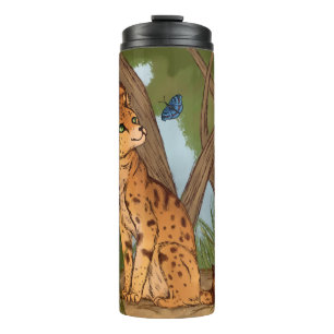 Der Serval und die Schmetterlinge Thermosbecher