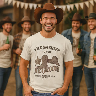 Der Sheriff Bräutigam Süße Lustige Cowboy Junggese T-Shirt
