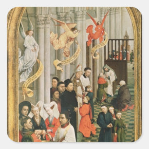 Der sieben SakramenteAltarpiece Quadratischer Aufkleber