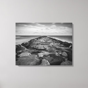 Der Silky-Ozean gegen die Jetty-Leinwand Leinwanddruck