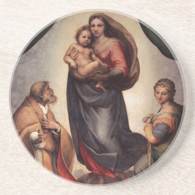 Der Sistine Madonna Sandstein Untersetzer (Vorne)