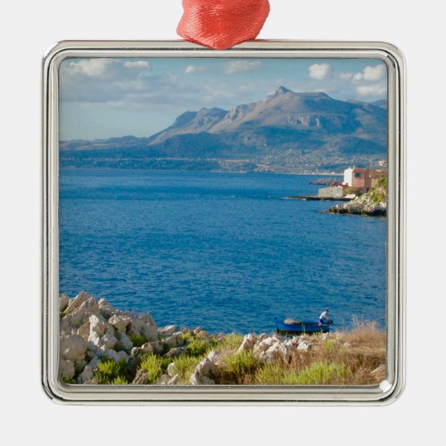 Der sizilianische Fischer Silbernes Ornament (Vorne)