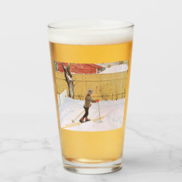 Der Skifahrer (Junge mit Ski) (Winterlandschaft) Glas