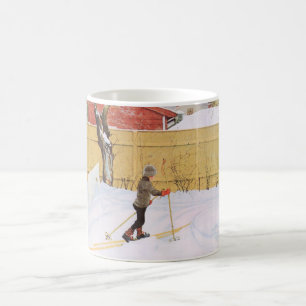 Der Skifahrer (Junge mit Ski) (Winterlandschaft) Kaffeetasse