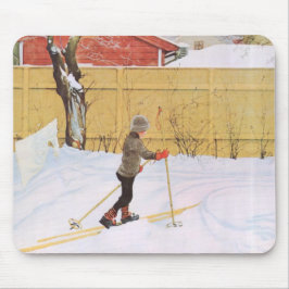 Der Skifahrer (Junge mit Ski) (Winterlandschaft) Mousepad