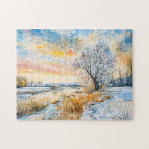 Der Snowy Havel River mit Willowtree. Aquarell