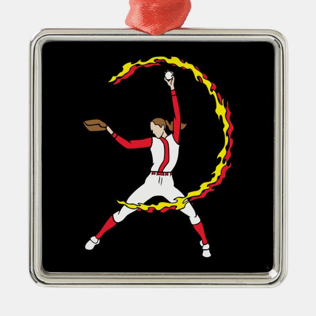Der Softball-Krug der Frauen Ornament Aus Metall (Vorne)