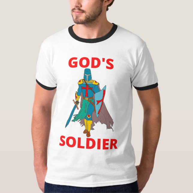 Der Soldat Gottes in der Rüstungsringer T-Shirt (Vorderseite)
