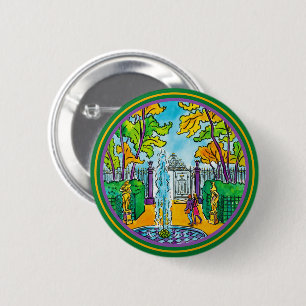 Der Sommergarten, von Hand gezeichnet Aquarell zei Button