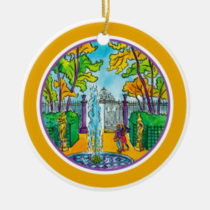 Der Sommergarten, von Hand gezeichnet Aquarell zei Keramik Ornament