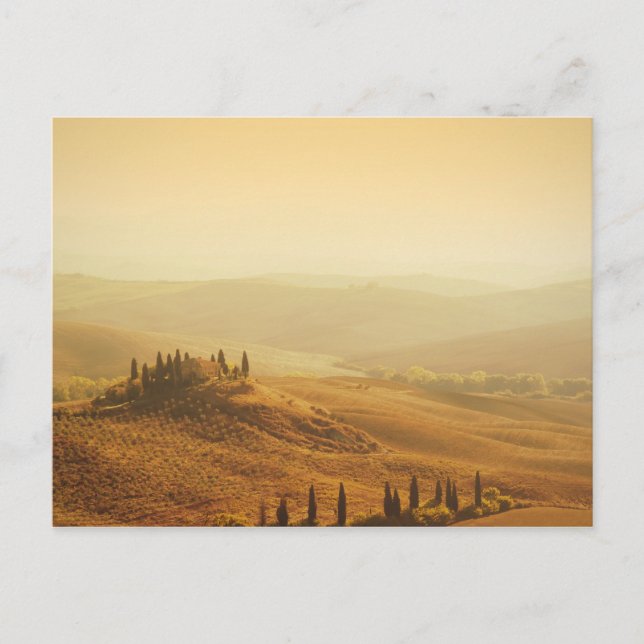 Der Sonnenaufgang über der Landschaft der Toskana  Postkarte (Vorderseite)