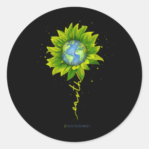 Der Sonnenblumenplanet rettet den Planeten Erde-Ta Runder Aufkleber
