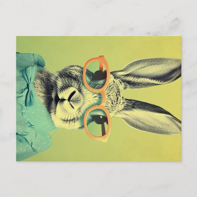 Der Sonnenbrille-Bunny: Ein Retro-Symbol für Ihre  Postkarte (Vorderseite)