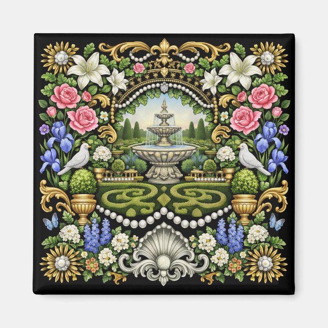 Der Sonnengarten im Stil von Versailles  Magnet (Vorne)
