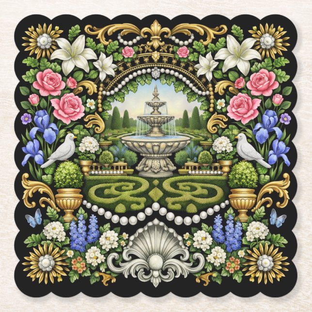 Der Sonnengarten im Stil von Versailles  Untersetzer (Vorderseite)