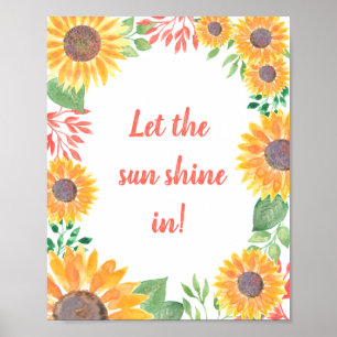 Der Sonnenschein wird in Sonnenblumenblättern gela Poster