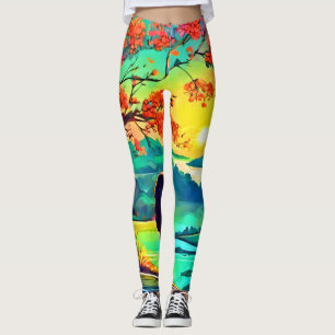 Der Sonnenuntergang am Fluss Leggings