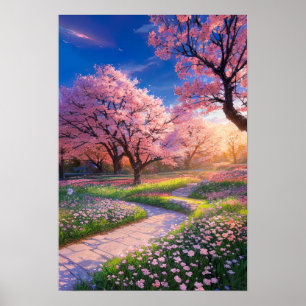 Der Sonnenuntergang im Park Poster