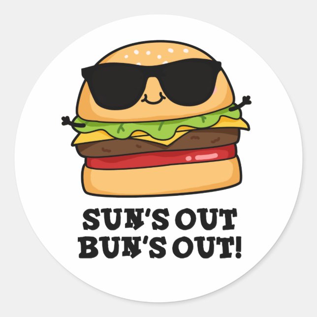 Der sonnenverwöhnte Sommer-Burger-Pun Runder Aufkleber (Vorderseite)