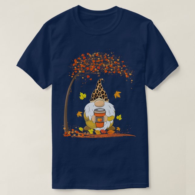 Der sonnige Biker Herbstleaf Tree Fall Gnome mit P T-Shirt (Design vorne)