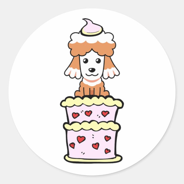 Der sonnige braune Hund springt aus einem Kuchen Runder Aufkleber (Vorderseite)